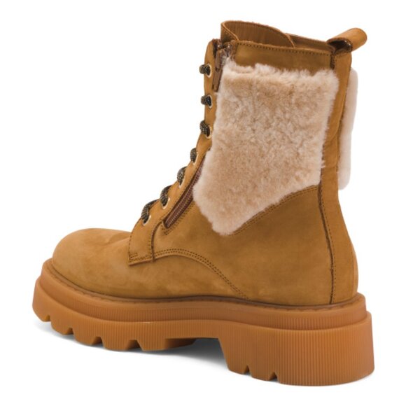 NEW VOILE BLANCHE Cleofe Shearling Lined Leather Booties beige for women 1061tn - Picture 7 of 7